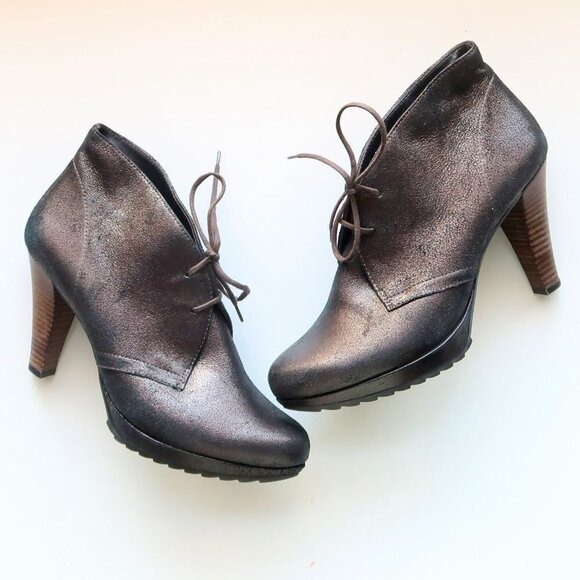 NEW Paul Green Leather Lace Up High Heel Ankle Boots / Booties Size 7.5